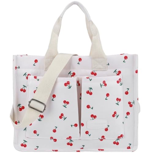 Joli Sac à Bandoulière Cerise en Toile Patché Haute Qualité