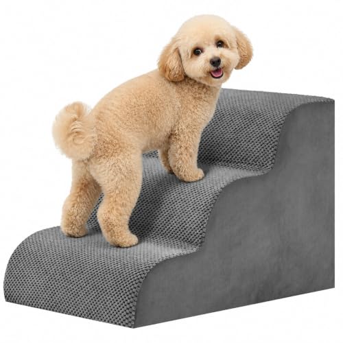 Image of NEWBULIG 3-Step Dog Stairs, 15.7 inch H Dog Steps for Sofa and Chair, Grey