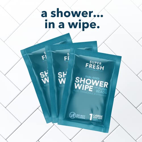 Super-Fresh-FunkBlock-Shower-Wipes-Large-Body-Wipes-for-Hygiene-Camping-Wipes-Gym-Travel-No-Rinse-Bathing-Wipes-with-Aloe-Vitamin-E-Unscented-Bag-of-10-Individually-Wrapped-Wipes