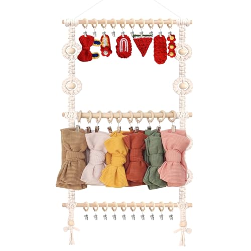 Qoukonao Organizador para el pelo, soporte de pared para niñas y niños pequeños, de almacenamiento que ahorra espacio para salón, dormitorio y habitación infantil