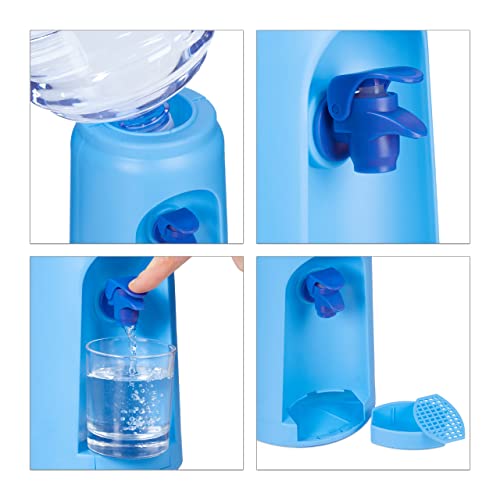 Relaxdays Wasserspender mit Tank & Zapfhahn, Tisch Trinkwasserspender Büro, 4,5 l, Kunststoff, H x D: 47,5 x 17 cm, blau, 1 Stück 10027938_45