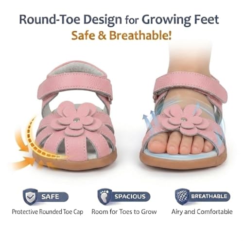Image of Femizee Toddler Girls Leather Dress Sandals with Adjustable Strap