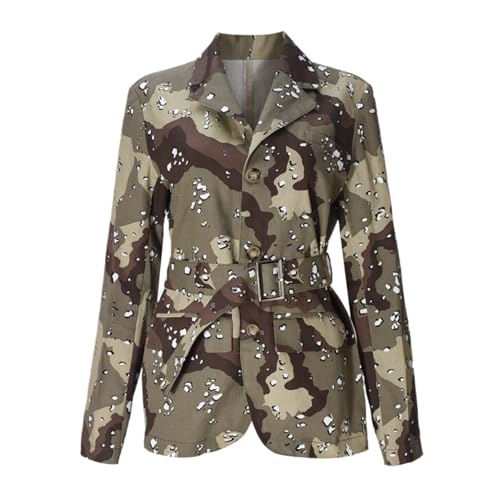Novaorily Women 2024 Fall Winter Oversized Camo Jean Blazer Jacket