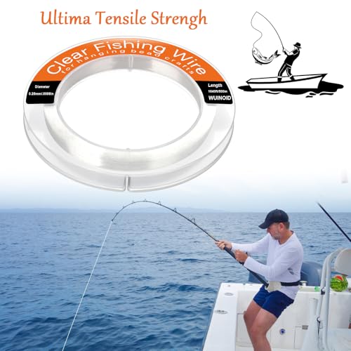 Image of Clear Fishing Line Wire 755 ft, Invisible Monofilament Fishing Line Wire, Nylon String for Hanging Balloons Garland Crafts Picture Decorations, Clear String Threads Cords WUINOID