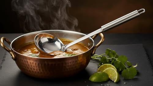 Image of Stainless Steel Kitchenware Deep Milk Ladle | Karchi Round Chamcha | Cooking and Serving Spoon for Kitchen 27cm (Pack of 1)