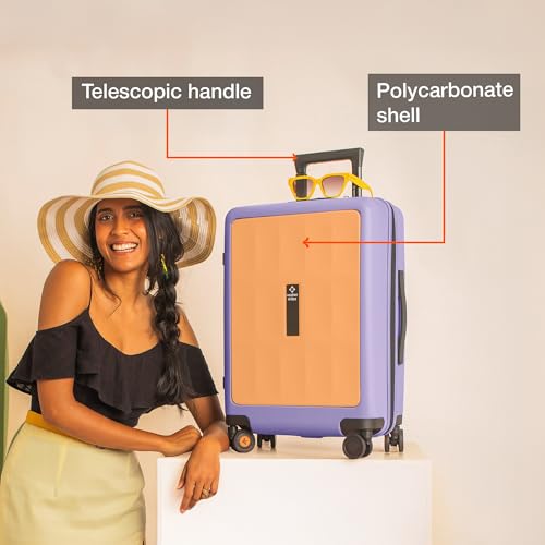 Image of Nasher Miles Zanzibar TSA Lock Hard-Sided Polycarbonate 8 Wheels Double Spinner Cabin Luggage Peach Lavender 20 inch |55cm Trolley Bag| Suitcase,Small