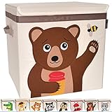 Babies1st faltbare Aufbewahrungsbox mit Filzapplikation und Deckel, Storage Box:Bär