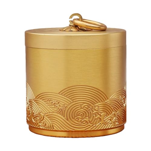 Traditional Chinese Craft Copper Car Ashtray Feature Exquisite Engraving for