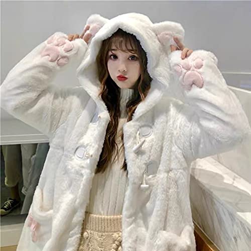 Women Cute Kawaii Cat Ear Claw Grils Fleece Warm Long Sleeve Hoodie Sweatshirt Coat Jacket #TOP6