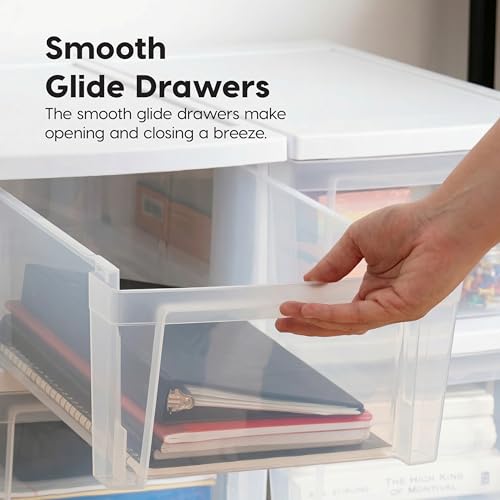 Image of IRIS USA 3-Drawer Slim Narrow Storage Organizer, 2-Pack, White /Clear