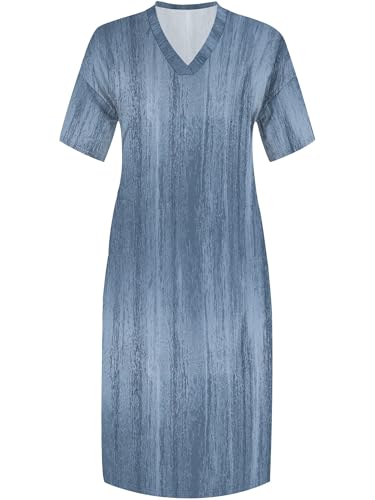 Image of PinkPatty Women's Plus Size Short Sleeve Maxi Dress Casual Loose V Neck Long Dress with Pockets