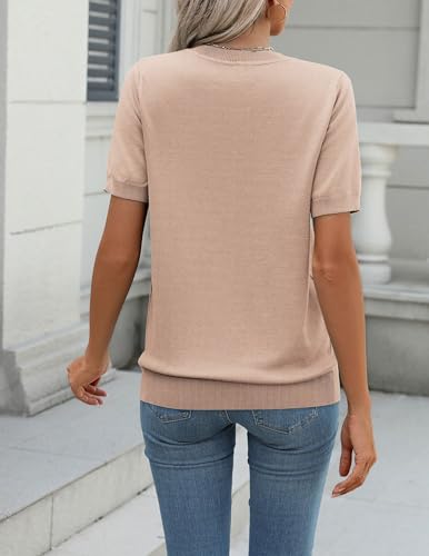 Image of Zeagoo Womens Summer Short Sleeve Tops Crew Neck Lightweight Pullover Sweaters Loose Dressy Casual Blouse Basic Clothes