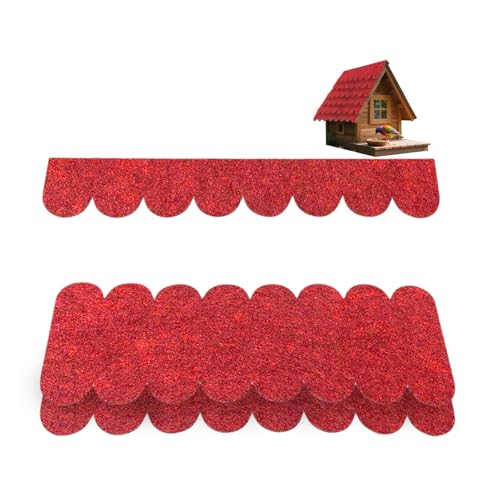Dachschindeln für Vogelhaus, 32 Stück Selbstklebende Mini Dachpappe für Vogelhaus, Nistkasten, Hasenstall, Insektenhotel, einfach zu montieren, Rot – Ideal für Modellbau und Basteln