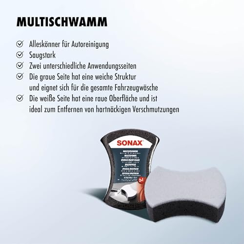 SONAX MultiSchwamm (1 Stück) besonders saugstarker Alleskönner für die Autoreinigung | AR-Nr. 04280000