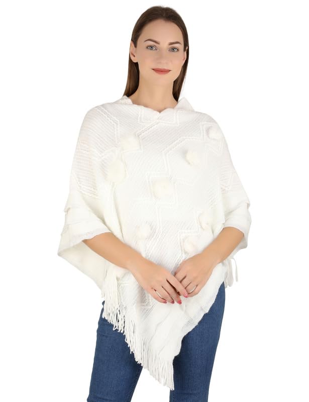 MANRA Women Woolen V-Neck Solid Plain Cape Standard Length Coat Poncho For Winter Wear (SC 07/LIGHT FAWN/M), Medium-picture-46