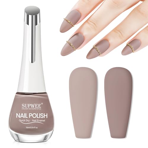SUPWEE Quick Dry Matte Nail Polish 16ml Large Capacity Nude Nail Polish Air Fast Dry Easily DIY Fingertip Art Matte Effect Manicures Salon for Women at Home
