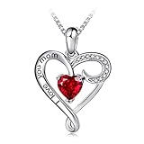 Long Way Mother's Birthday Gift I Love You Mom S925 Sterling Silver Heart Pendant Necklace