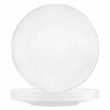 Seltmann Weiden Life Fashion Luxury White Speiseteller 6er Set, 28 cm, Flache Essteller mit modernem Strukturdesign, Mix & Match Geschirr, Porzellan, Weiß