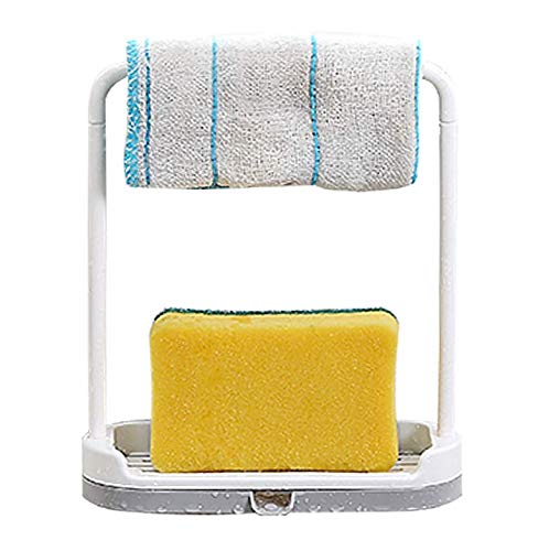 Amandaus 2 in 1 Multi-Function Kitchen Sponge Soap Holder Cleaning Cloth Rag Hanger Sink Drain Racks Organizer