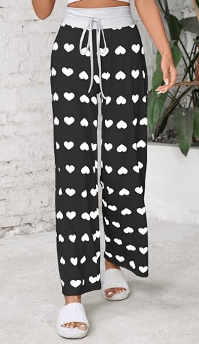 Image of Women Pajama Pants Comfy Lounge Wide Leg Casual Stretch Palazzo Drawstring Pj Bottoms Pants S-3XL