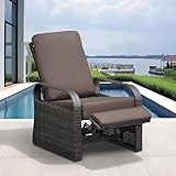 ART TO REAL Outdoor Recliner, Outdoor Wicker Recliner Chair with 5.12'' Thickness Cushions, Automatic Adjustable Rattan Patio Chaise Lounge Chairs, Aluminum Frame, Anti-UV and Rustless