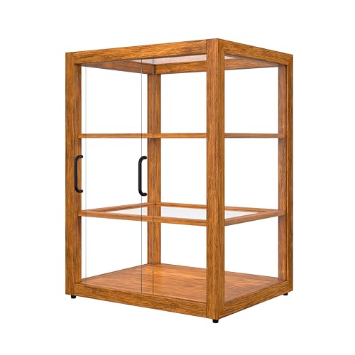 Image of KoolMore 21 in. Upright Light Wood Countertop Dry Bakery Display Case, Bread, Cake and Pastry Display with Tempered Glass