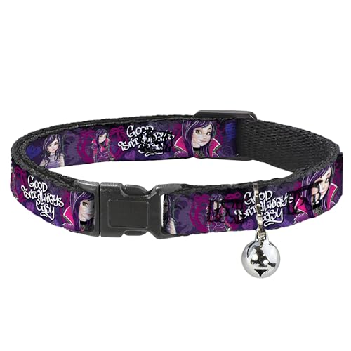 Image of Cat Collar Breakaway Descendants Mal 3 Poses Good Isnt Always Easy Hearts Dragons 8 to 12 Inches 0.5 Inch Wide