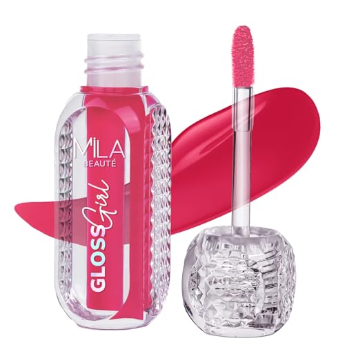 Image of MILA BEAUTE Gloss Girl Lip Gloss|Enriched With Mango Seed Butter & Hyaluronic Acid|Light Weight & Non-Sticky Formula|Gives Fuller-Lip Effect & Extra Hydration|High Shine Finish-(Gloss Girl, 2.8 Ml)