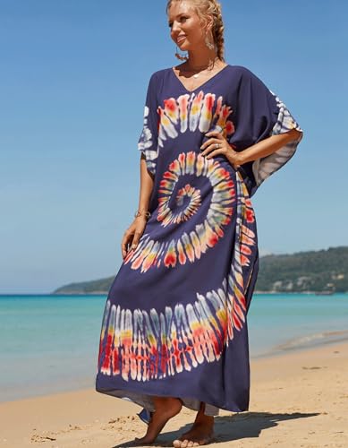 Image of NFVNKJ Women's Plus Size Beach Lounge Kaftan Maxi Dress Swimsuit Coverup for Women