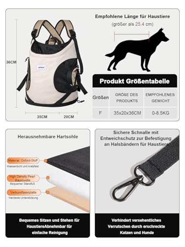 Hundetragerucksack,Hund Tragetasche für Kleine Mittelgroße Hunde und Katzen,Hunderucksack bis 8.5kg,Atmungsaktiv und Bequem Haustier ,Tragbar Reisetasche mit Hiking Travel Outdoors,Beige