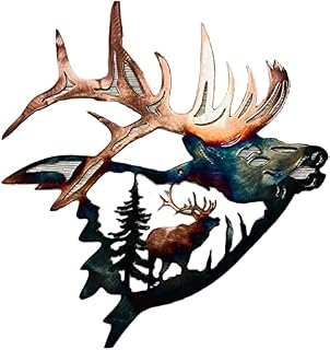 Alnicov Animal Shape Metal Wall Art,Elk Shoulder Up Metal Wall Art Decor for Living Room,Bedroom,Bathroom Indoor Outdoor