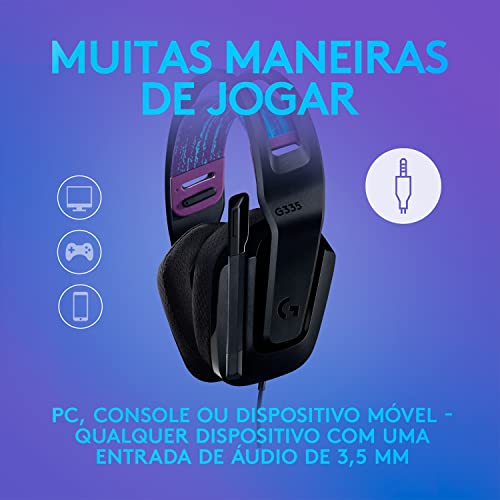 Headset Gamer Logitech G335 com Almofadas com Espuma de Memória, Design Leve e Conexão 3,5mm para PC, PlayStation, Xbox, Nintendo Switch e Mobile - Preto 4 Headset Gamer Logitech G335 com Almofadas com Espuma de Memória, Design Leve e Conexão 3,5mm para PC, PlayStation, Xbox, Nintendo Switch e Mobile - Preto - Imagem 4