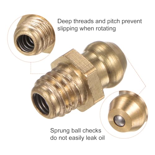 Image of HARFINGTON 15pcs Brass Straight Grease Fitting M6x1mm Metric Thread Hydraulic Grease Nipple Accessories for Car