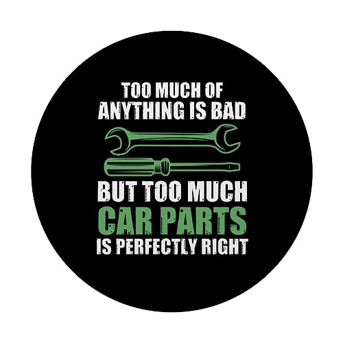 too much of is bad car parts is pervectly right cars PopSockets Swappable PopGrip, Black - Image 3