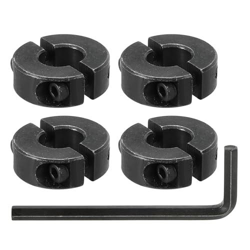 MECCANIXITY Bore 10 mm Double Split Shaft Collar 24 mm OD 9 mm Thickness Carbon Steel Locking Collar Clamp Style with Set Screw & Hex Wrench for Machine Tools Industry (Black, Pack of 4)