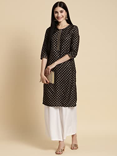 Image of rangita Women Rayon Regular Fit Knee Length Printed Straight Kurti | Kurta