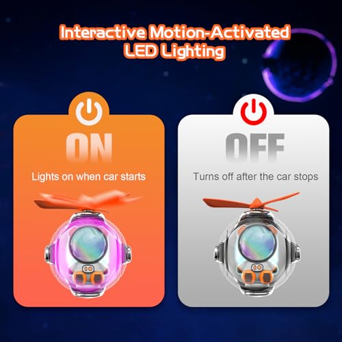 Image of Astronaut Design Car Air Freshener with 6-Color Auto Light Up & 4 Scented Pads - Light Fragrance, Decorative Auto Accessories