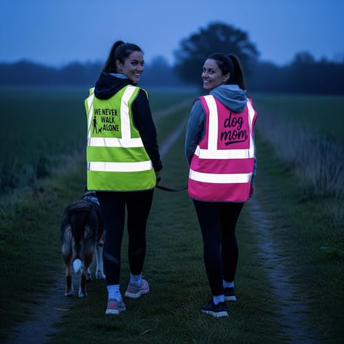 Warnweste Hund personalisiert – Mantrailing Sicherheitsweste neongelb XL – mit Namen/Team bedruckt, reflektierend & leicht – modischer Look für Hundeführer, Hundesport & Spaziergang