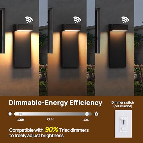 Dusk to Dawn Modern LED Outdoor Wall Sconce 3000K Waterproof Integrated LED Outdoor Wall Lights Anti Rust Black Porch Lights Exterior Lighting Outside Lights Fixture for Garage,Balcony,Backyard 2pack by SIONLOM - Image 7