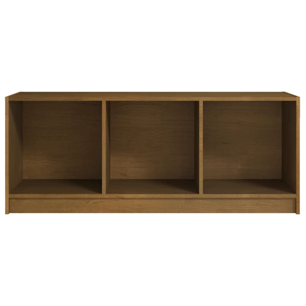 Szafka pod telewizor miodowo-brązowa, 104 x 33 x 41 cm, wykonana z litego drewna sosnowego, szafka pod telewizor, schowek do salonu, kina domowego