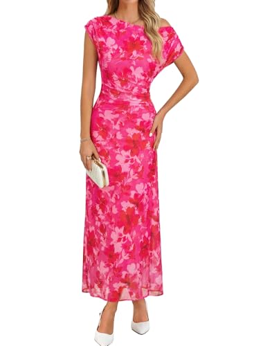 BLENCOT Women Summer Floral Maxi Dress Elegant Off The Shoulder