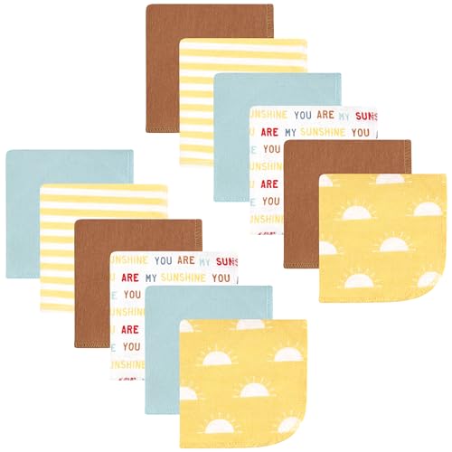 Image of Hudson Baby Unisex Baby Flannel Cotton Poly Washcloths, My Sunshine 12 Pack, One Size