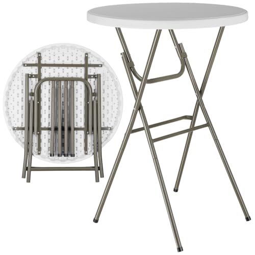 tectake® Mange Debout Table Haute Pliable Pratique et Élégante Structure légère et résistante Table d'appoint Exterieur Mariage Anniversaire Bapteme Barbecue Bar...
