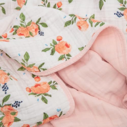 Image of Little Unicorn Muslin Quilt Blanket | 100% Cotton Soft Multi-Layered Muslin Fabric | Toddler & Baby Blanket | 47 inchx47 inch | for Nursery, Crib, Shower Gifts (Watercolor Roses 2)