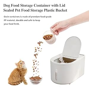 20Lbs/8Qt Large Storage Bin with Lid Storage Container,Food Container, Pet Food Dispenser, Dry Food Storage, Silicone Ring & Moisture Proof,for Grain Cereal Soybean Corn (White)