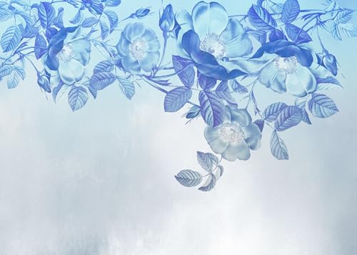 Papier peint fleurs Blue Aura Komar 350x250 cm pour créer un salon cosy et lumineux