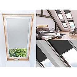 Persianas Para Ventanas Fakro KSHANDEL24 - Estor para Ventana de Techo Velux Fakro, 15 tamaños, 6 Colores, Carril de Aluminio Satinado, Gran selección, Fakro Weiss, 55/78