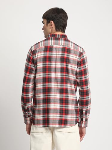 Image of Men Multi Checked Slim Fit Cotton Casual Shirt