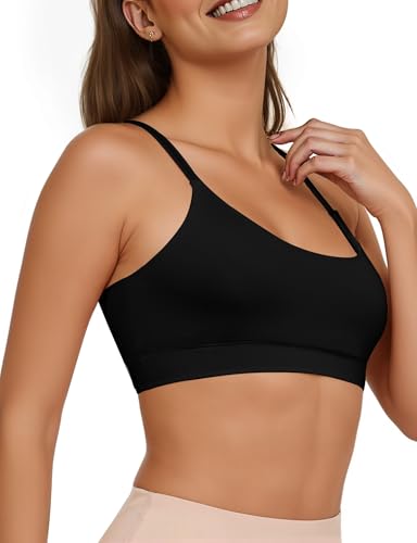 Image of Buauty Sports Bra for Women, U Neck Adjustable Spaghetti Strap Workout Bra with Removable Cups for Yoga Pilates Gym