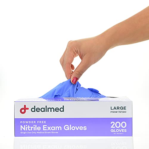 Dealmed Medical Exam Gloves 200 Count Large Nitrile Gloves